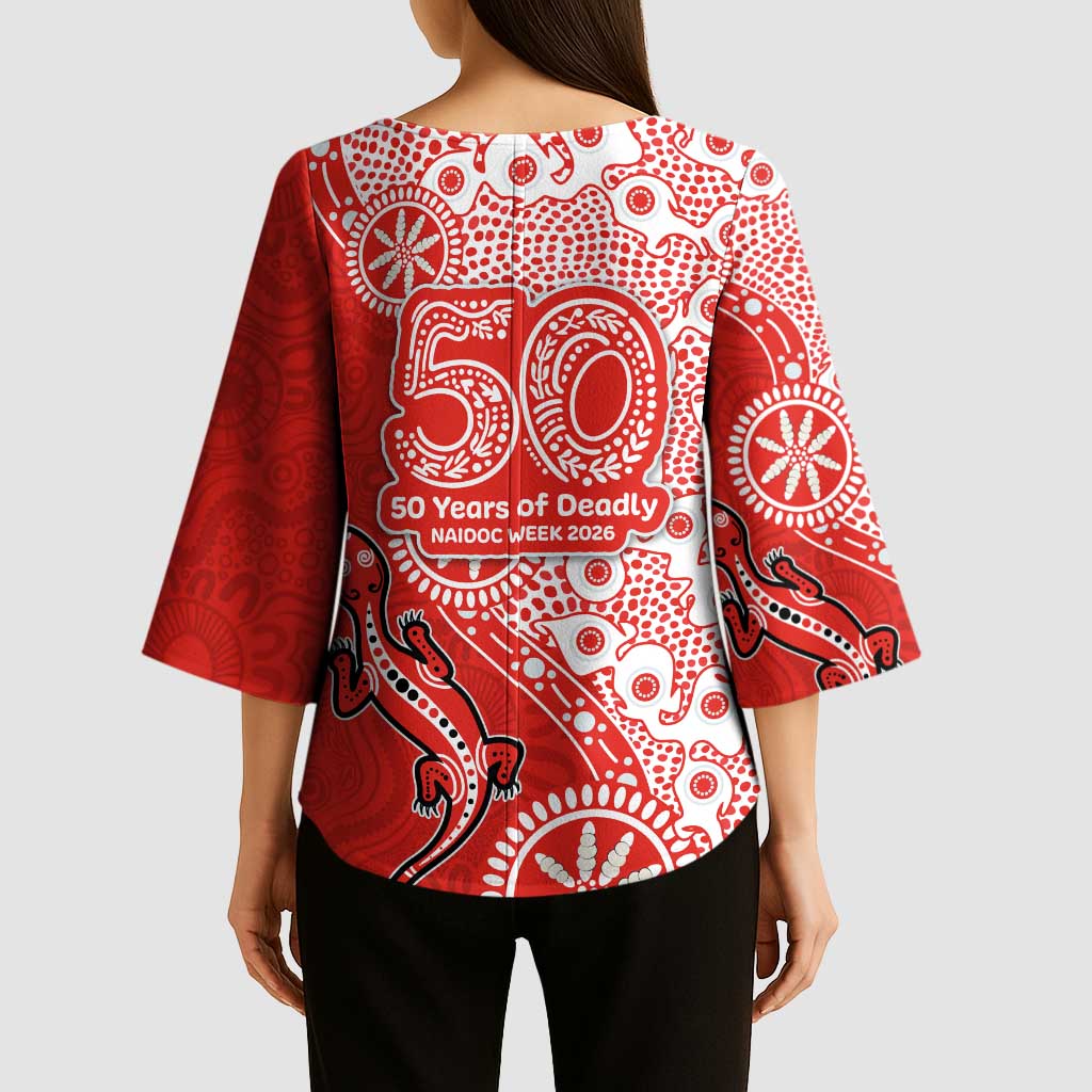 St George Illawarra Dragons NAIDOC Week 2026 Kimono Sleeve Blouse Aboriginal Lizard Dot Painting - 50 Years of Deadly