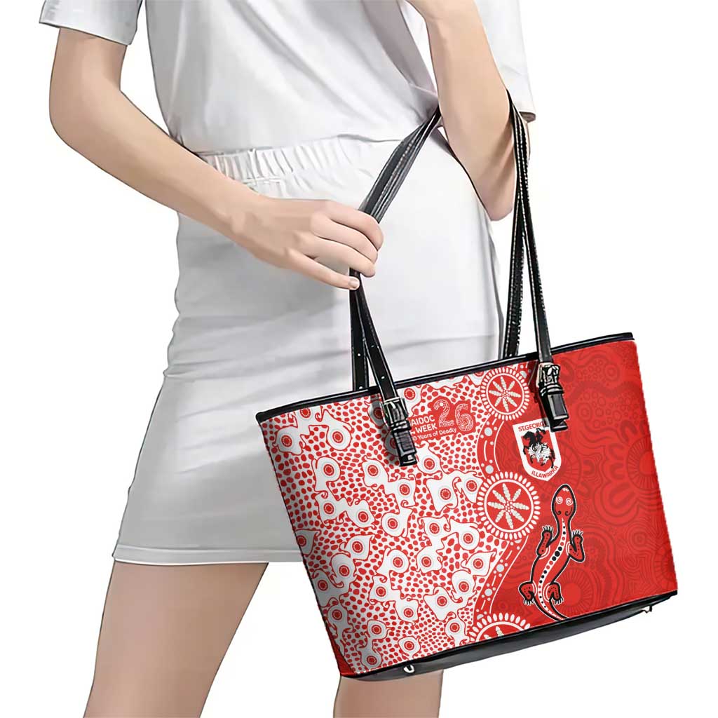 St George Illawarra Dragons NAIDOC Week 2026 Leather Tote Bag Aboriginal Lizard Dot Painting - 50 Years of Deadly