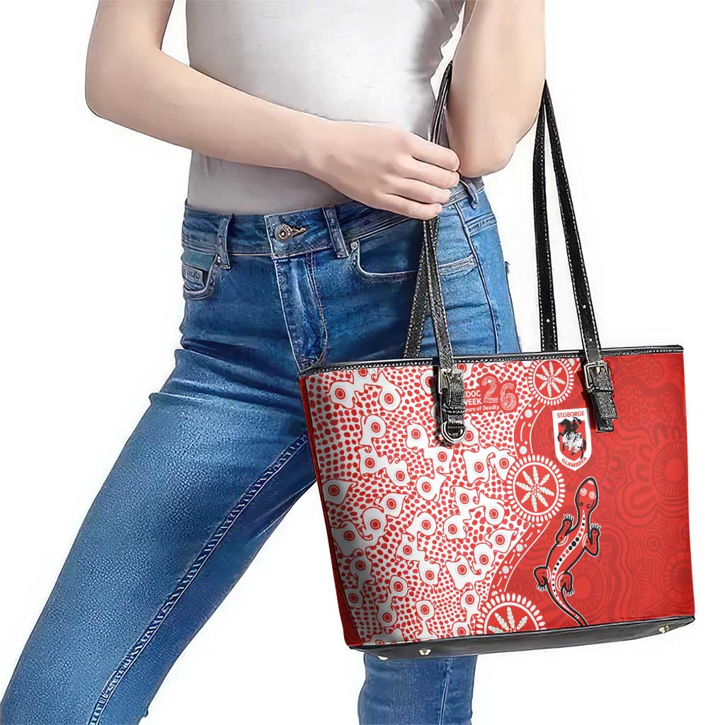St George Illawarra Dragons NAIDOC Week 2026 Leather Tote Bag Aboriginal Lizard Dot Painting - 50 Years of Deadly