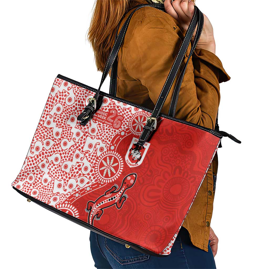 St George Illawarra Dragons NAIDOC Week 2026 Leather Tote Bag Aboriginal Lizard Dot Painting - 50 Years of Deadly