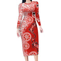St George Illawarra Dragons NAIDOC Week 2026 Long Sleeve Bodycon Dress Aboriginal Lizard Dot Painting - 50 Years of Deadly