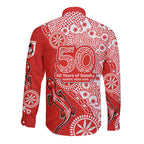 St George Illawarra Dragons NAIDOC Week 2026 Long Sleeve Button Shirt Aboriginal Lizard Dot Painting - 50 Years of Deadly