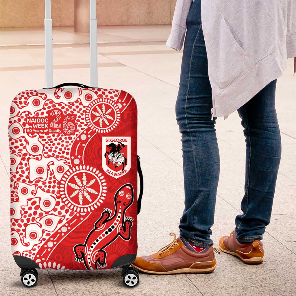 St George Illawarra Dragons NAIDOC Week 2026 Luggage Cover Aboriginal Lizard Dot Painting - 50 Years of Deadly