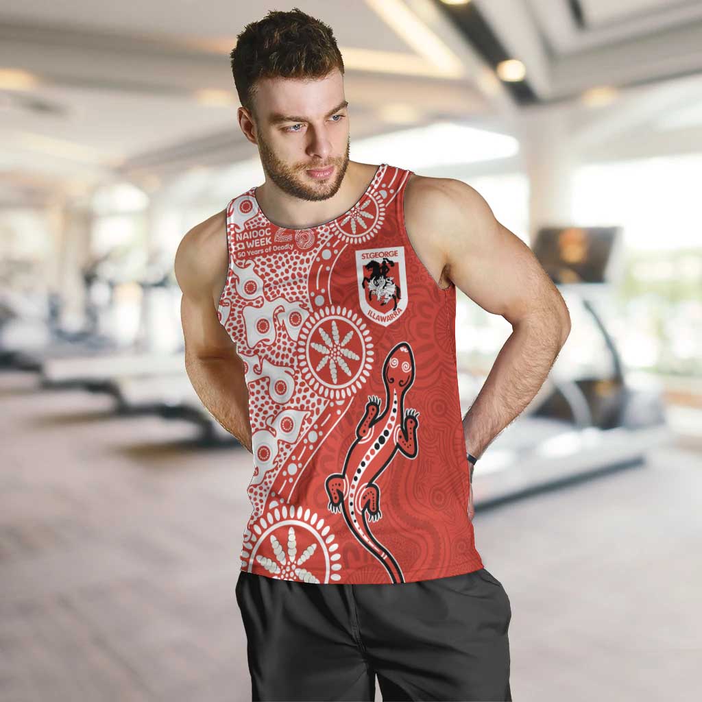 St George Illawarra Dragons NAIDOC Week 2026 Men Tank Top Aboriginal Lizard Dot Painting - 50 Years of Deadly