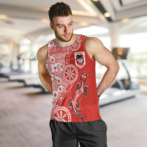 St George Illawarra Dragons NAIDOC Week 2026 Men Tank Top Aboriginal Lizard Dot Painting - 50 Years of Deadly