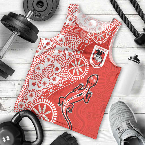 St George Illawarra Dragons NAIDOC Week 2026 Men Tank Top Aboriginal Lizard Dot Painting - 50 Years of Deadly