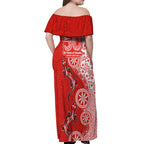 St George Illawarra Dragons NAIDOC Week 2026 Off Shoulder Maxi Dress Aboriginal Lizard Dot Painting - 50 Years of Deadly