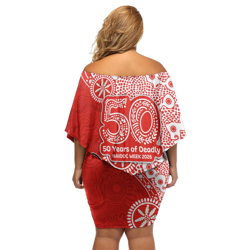 St George Illawarra Dragons NAIDOC Week 2026 Off Shoulder Short Dress Aboriginal Lizard Dot Painting - 50 Years of Deadly