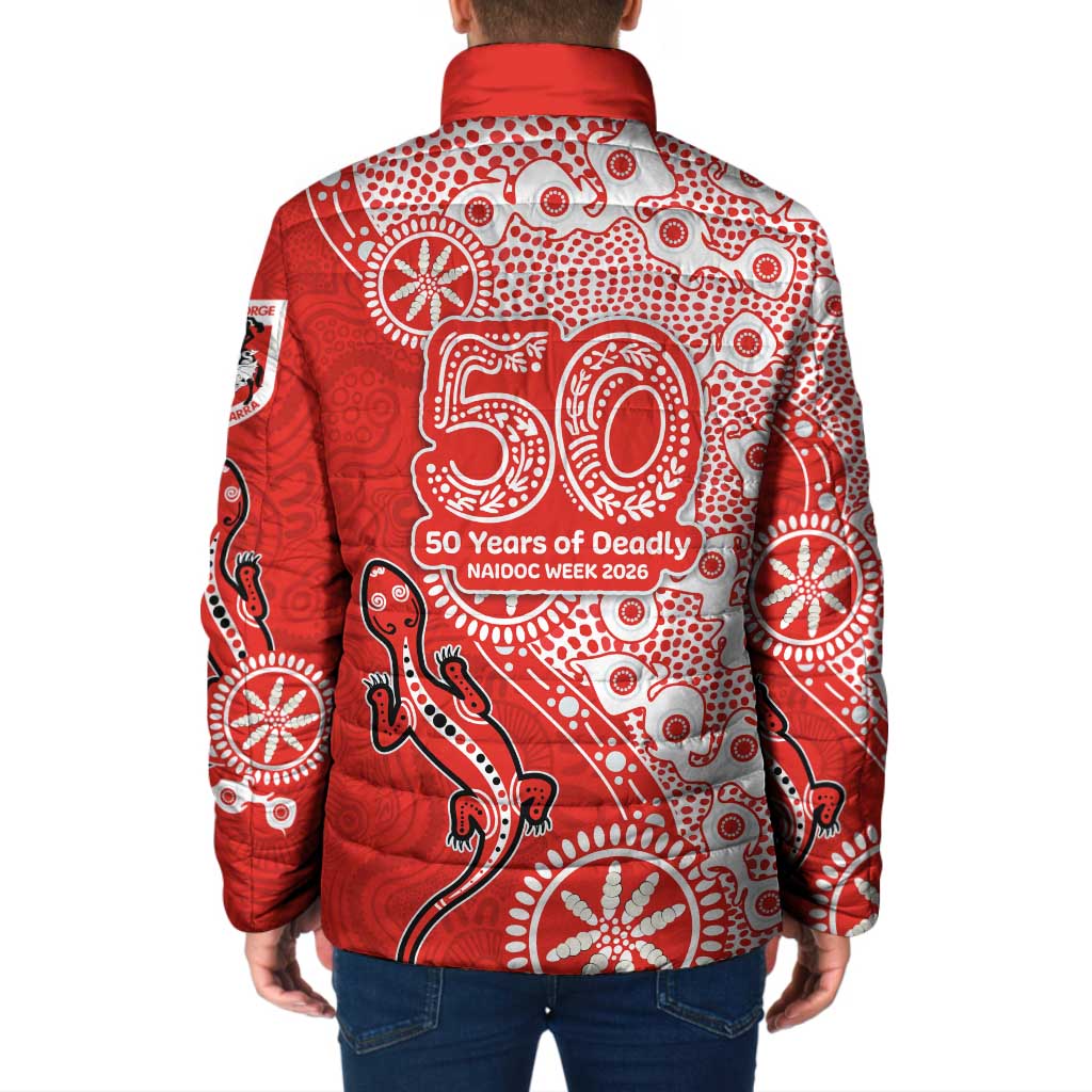 St George Illawarra Dragons NAIDOC Week 2026 Padded Jacket Aboriginal Lizard Dot Painting - 50 Years of Deadly