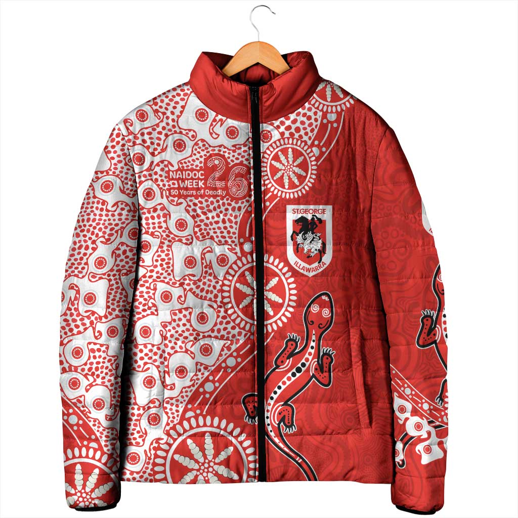 St George Illawarra Dragons NAIDOC Week 2026 Padded Jacket Aboriginal Lizard Dot Painting - 50 Years of Deadly