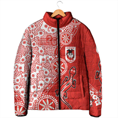 St George Illawarra Dragons NAIDOC Week 2026 Padded Jacket Aboriginal Lizard Dot Painting - 50 Years of Deadly