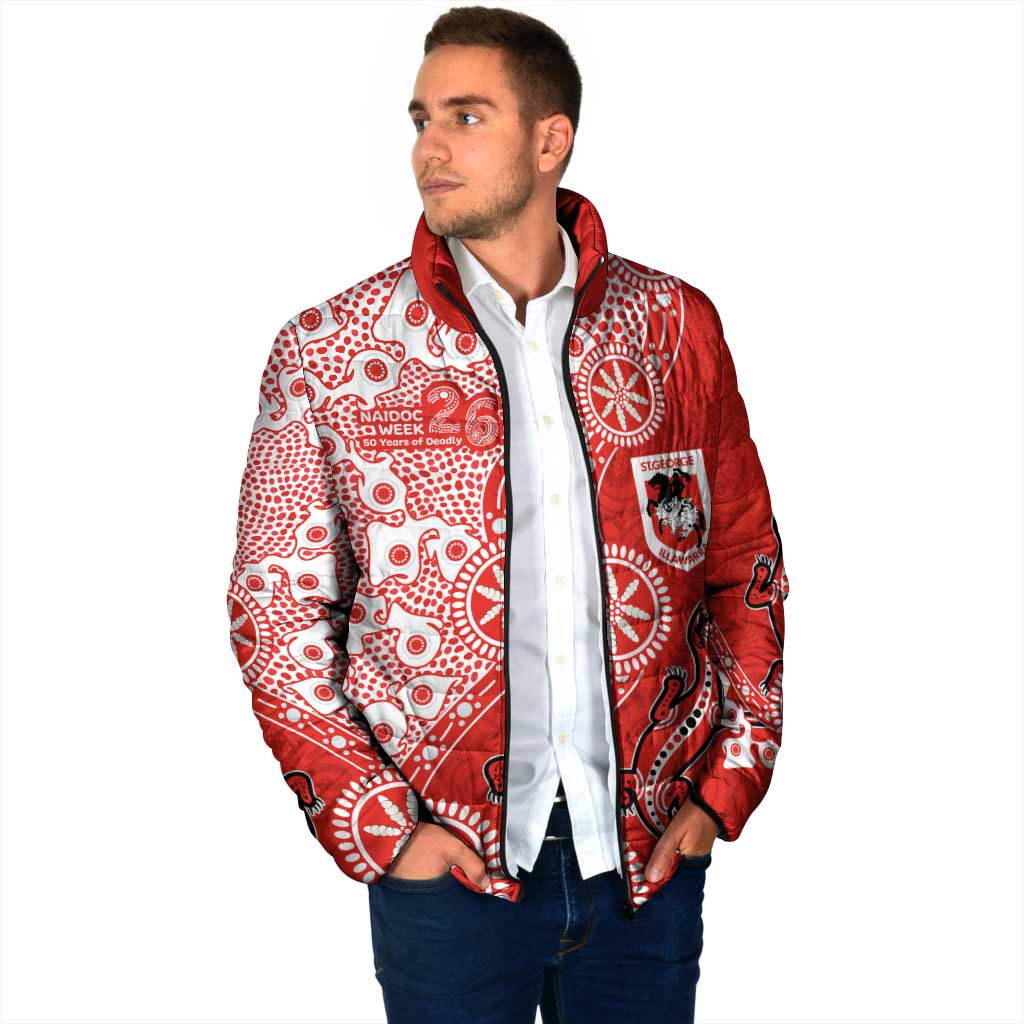 St George Illawarra Dragons NAIDOC Week 2026 Padded Jacket Aboriginal Lizard Dot Painting - 50 Years of Deadly