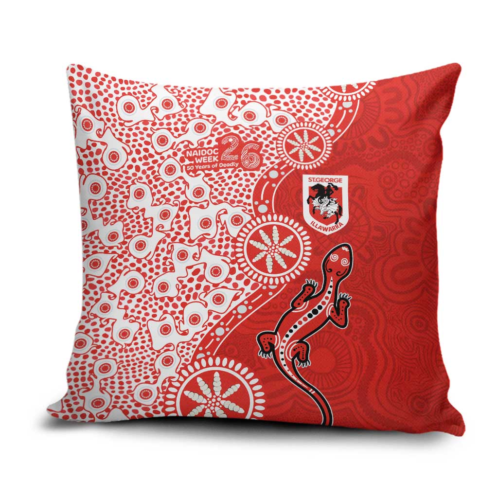 St George Illawarra Dragons NAIDOC Week 2026 Pillow Cover Aboriginal Lizard Dot Painting - 50 Years of Deadly