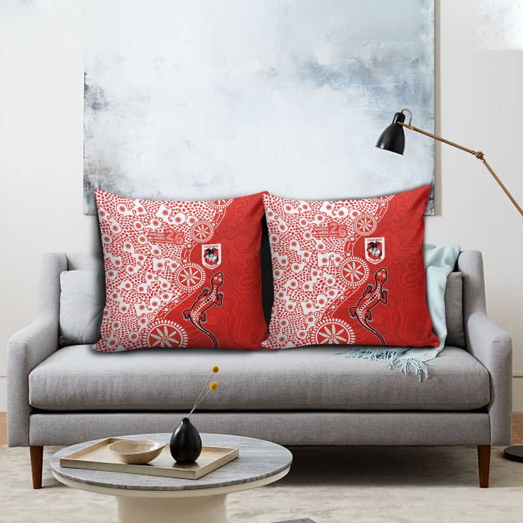 St George Illawarra Dragons NAIDOC Week 2026 Pillow Cover Aboriginal Lizard Dot Painting - 50 Years of Deadly