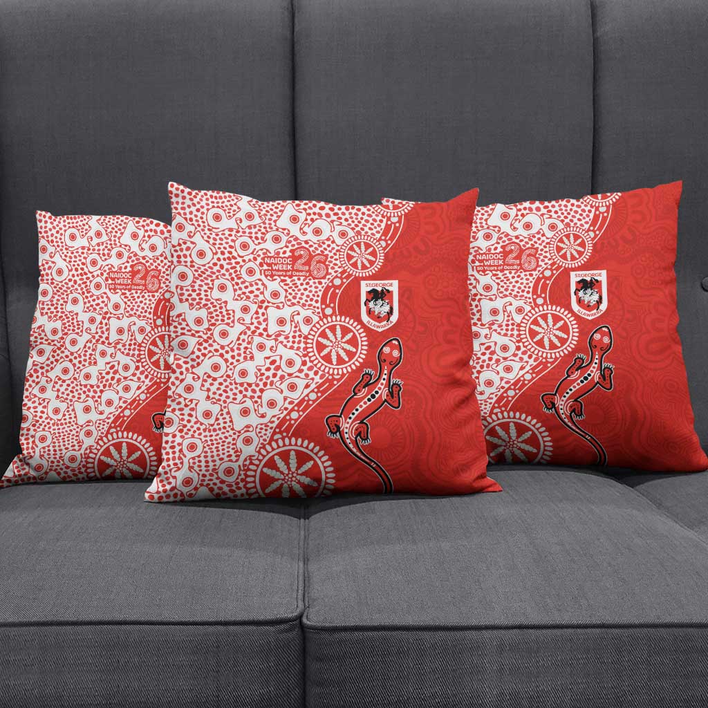 St George Illawarra Dragons NAIDOC Week 2026 Pillow Cover Aboriginal Lizard Dot Painting - 50 Years of Deadly