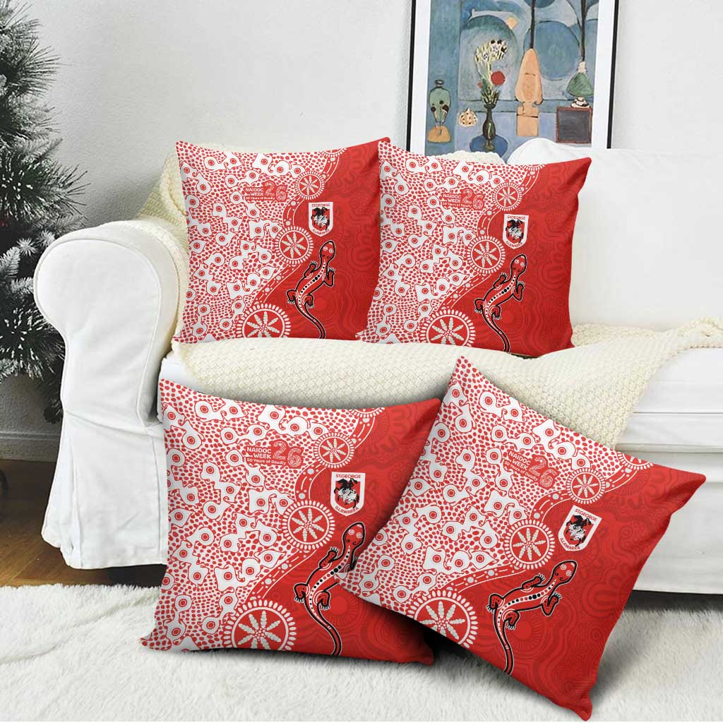 St George Illawarra Dragons NAIDOC Week 2026 Pillow Cover Aboriginal Lizard Dot Painting - 50 Years of Deadly