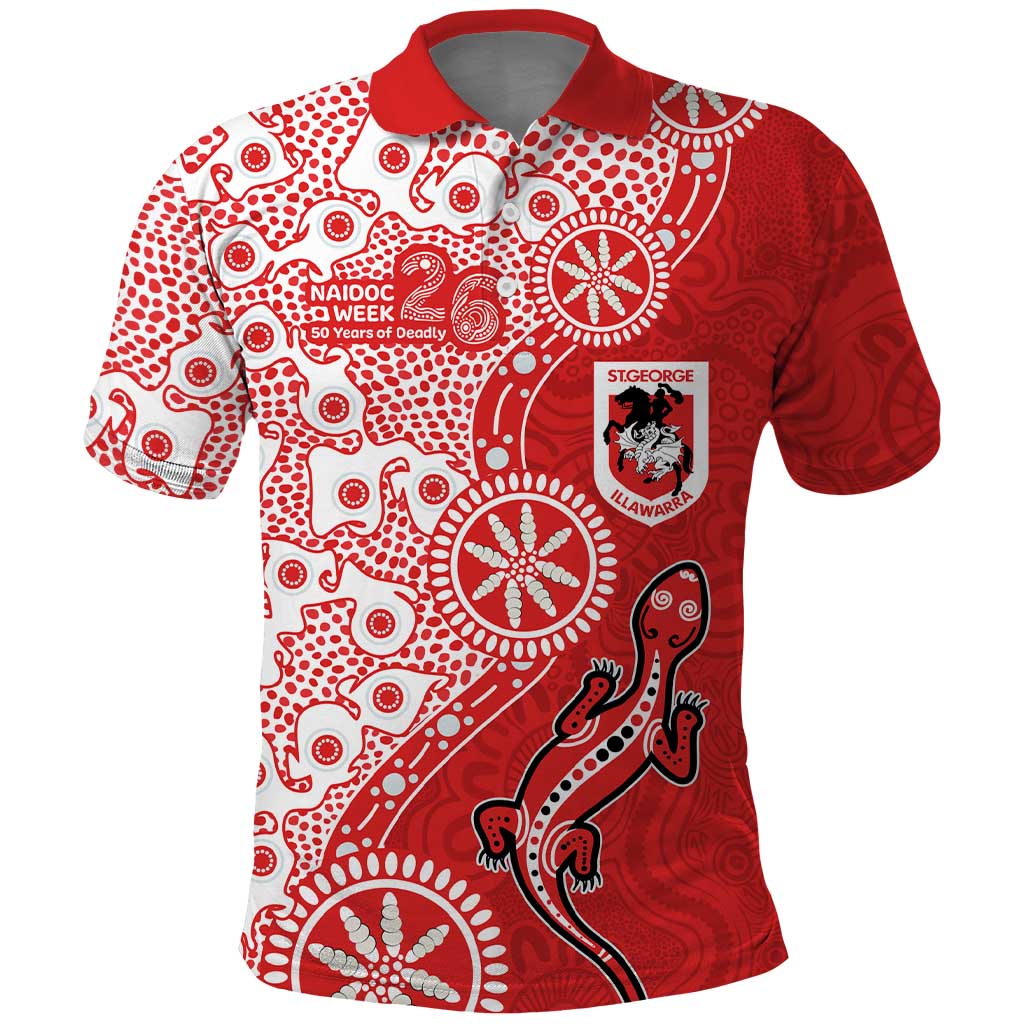 St George Illawarra Dragons NAIDOC Week 2026 Polo Shirt Aboriginal Lizard Dot Painting - 50 Years of Deadly