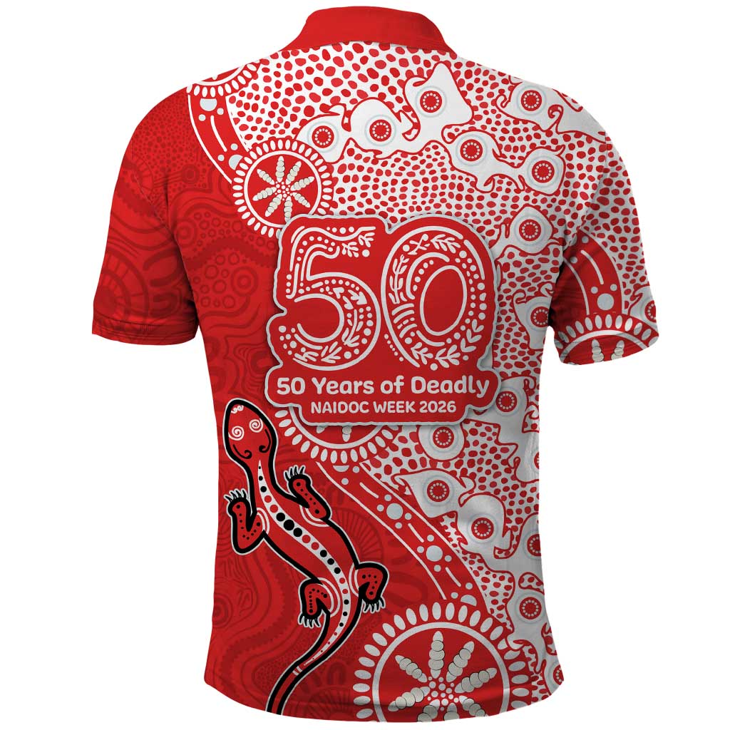 St George Illawarra Dragons NAIDOC Week 2026 Polo Shirt Aboriginal Lizard Dot Painting - 50 Years of Deadly