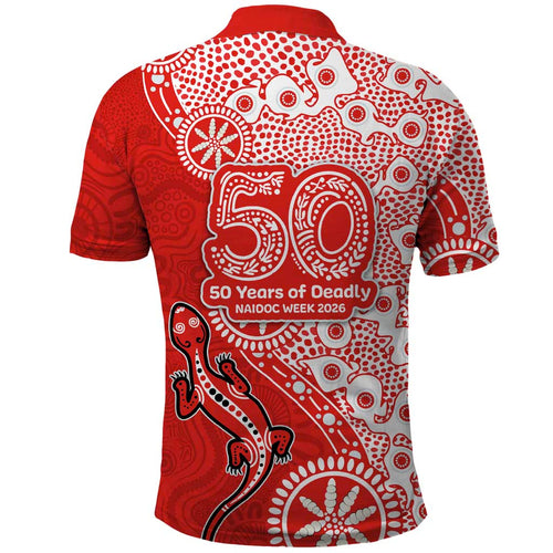 St George Illawarra Dragons NAIDOC Week 2026 Polo Shirt Aboriginal Lizard Dot Painting - 50 Years of Deadly