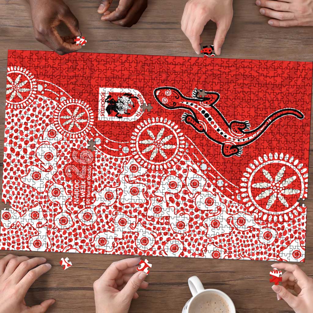 St George Illawarra Dragons NAIDOC Week 2026 Puzzle Aboriginal Lizard Dot Painting - 50 Years of Deadly