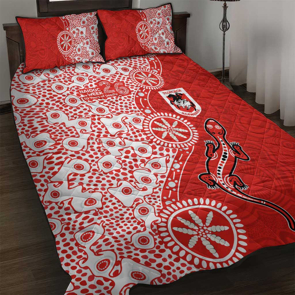 St George Illawarra Dragons NAIDOC Week 2026 Quilt Bed Set Aboriginal Lizard Dot Painting - 50 Years of Deadly