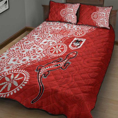 St George Illawarra Dragons NAIDOC Week 2026 Quilt Bed Set Aboriginal Lizard Dot Painting - 50 Years of Deadly