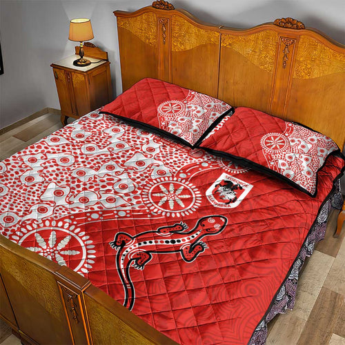 St George Illawarra Dragons NAIDOC Week 2026 Quilt Bed Set Aboriginal Lizard Dot Painting - 50 Years of Deadly