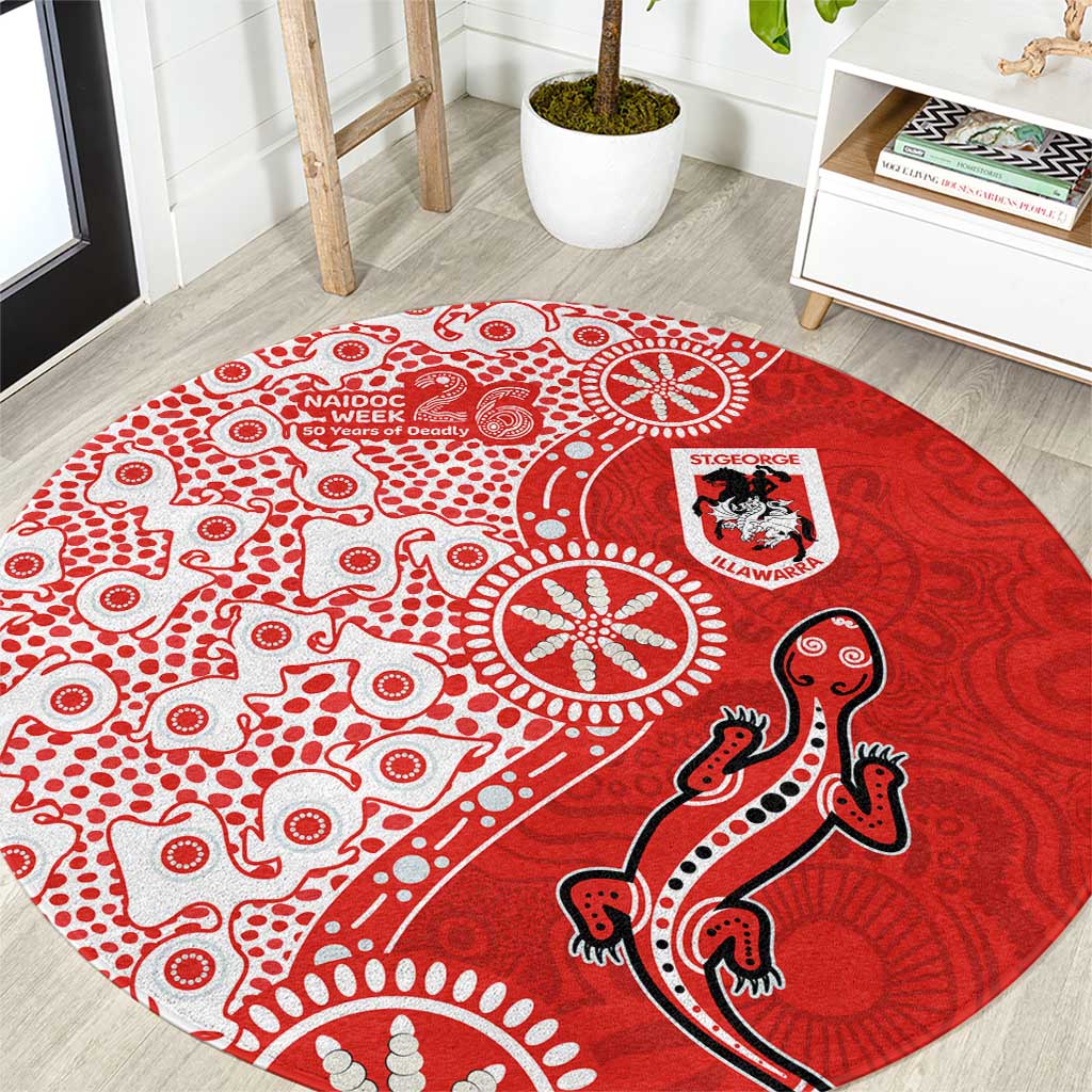 St George Illawarra Dragons NAIDOC Week 2026 Round Carpet Aboriginal Lizard Dot Painting - 50 Years of Deadly