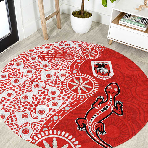 St George Illawarra Dragons NAIDOC Week 2026 Round Carpet Aboriginal Lizard Dot Painting - 50 Years of Deadly
