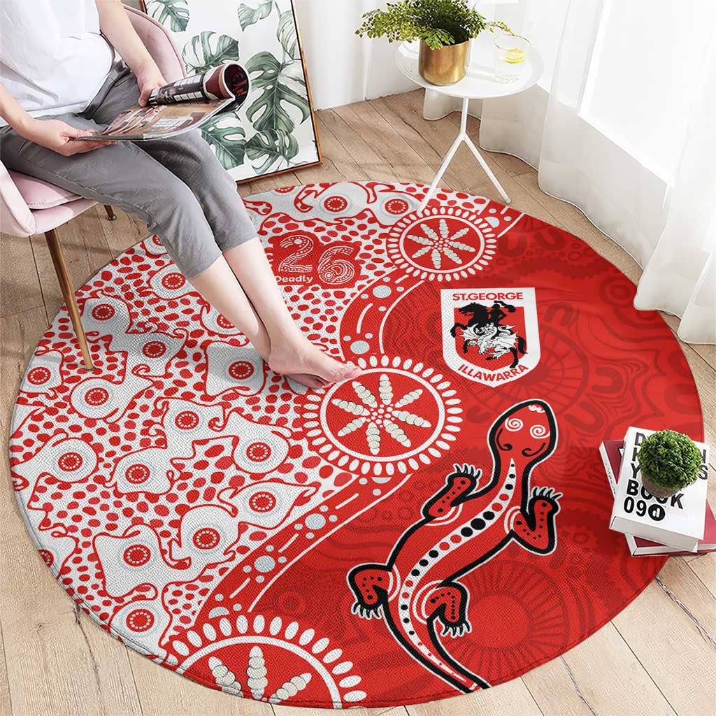 St George Illawarra Dragons NAIDOC Week 2026 Round Carpet Aboriginal Lizard Dot Painting - 50 Years of Deadly
