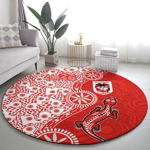 St George Illawarra Dragons NAIDOC Week 2026 Round Carpet Aboriginal Lizard Dot Painting - 50 Years of Deadly