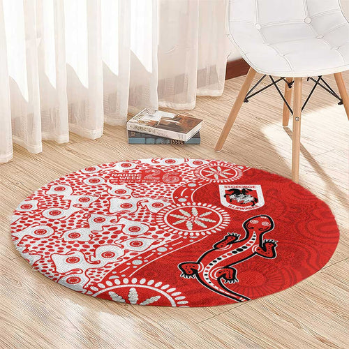 St George Illawarra Dragons NAIDOC Week 2026 Round Carpet Aboriginal Lizard Dot Painting - 50 Years of Deadly