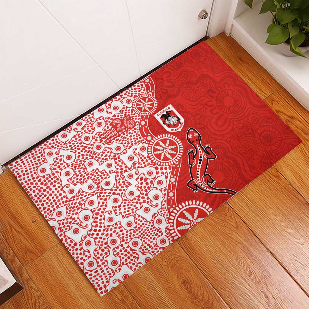 St George Illawarra Dragons NAIDOC Week 2026 Rubber Doormat Aboriginal Lizard Dot Painting - 50 Years of Deadly