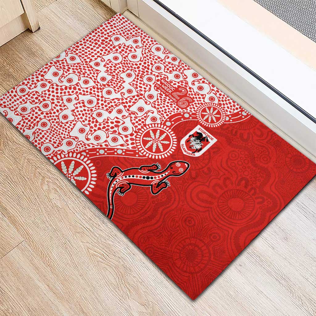 St George Illawarra Dragons NAIDOC Week 2026 Rubber Doormat Aboriginal Lizard Dot Painting - 50 Years of Deadly