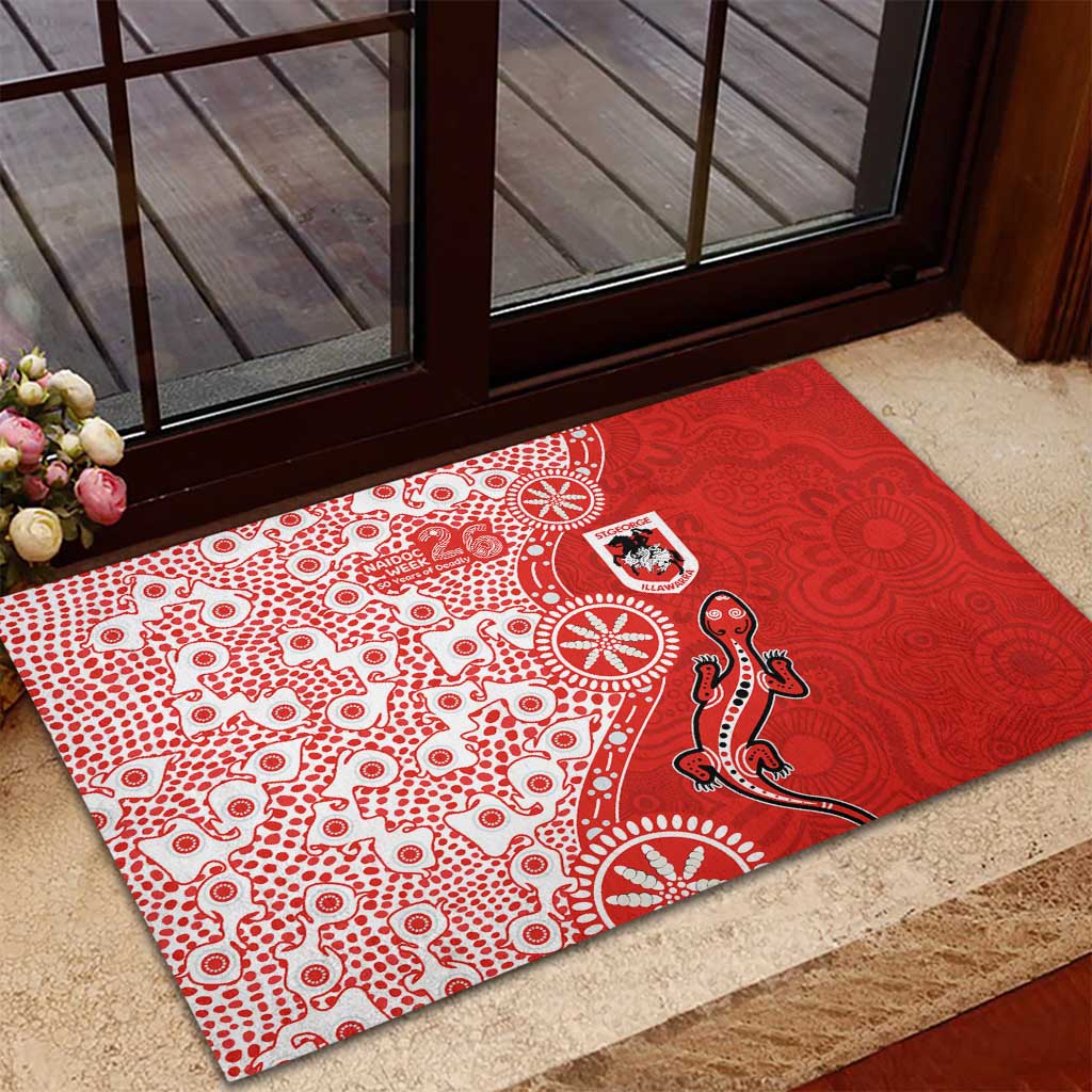 St George Illawarra Dragons NAIDOC Week 2026 Rubber Doormat Aboriginal Lizard Dot Painting - 50 Years of Deadly