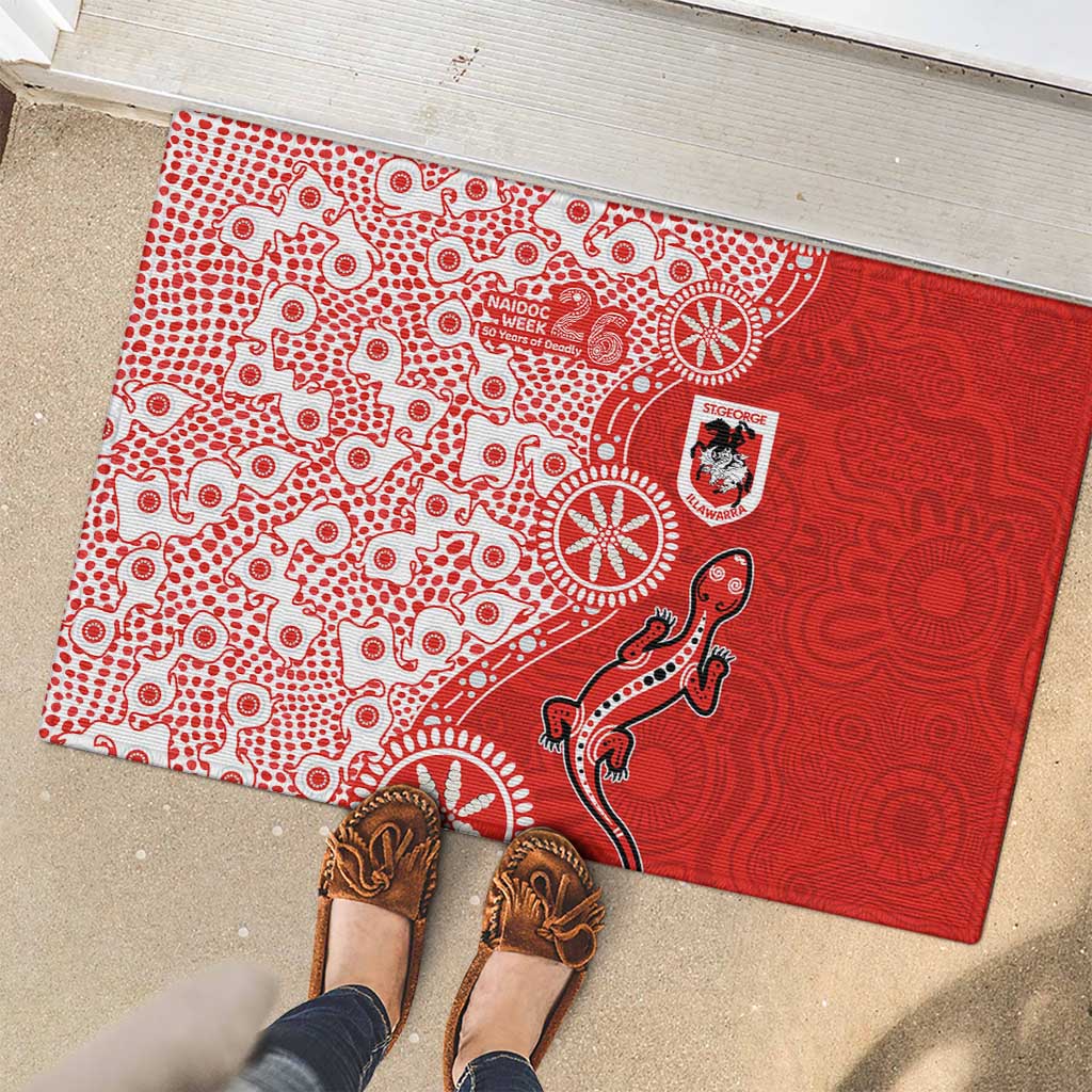 St George Illawarra Dragons NAIDOC Week 2026 Rubber Doormat Aboriginal Lizard Dot Painting - 50 Years of Deadly