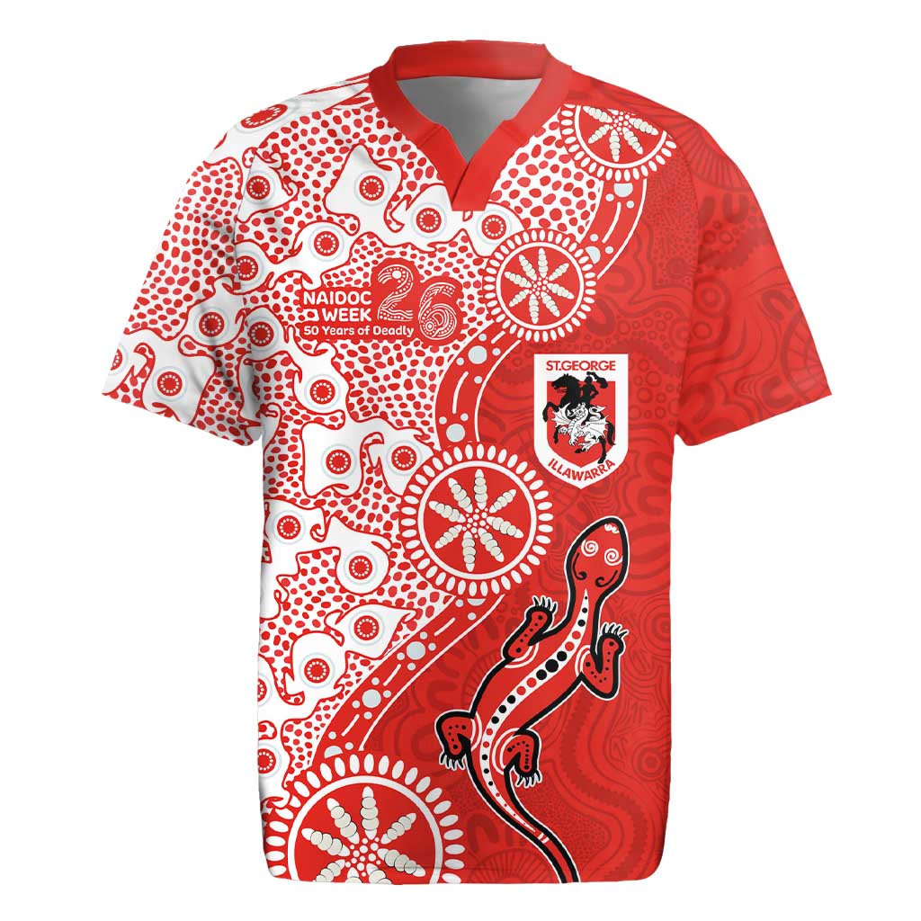 St George Illawarra Dragons NAIDOC Week 2026 Rugby Jersey Aboriginal Lizard Dot Painting - 50 Years of Deadly