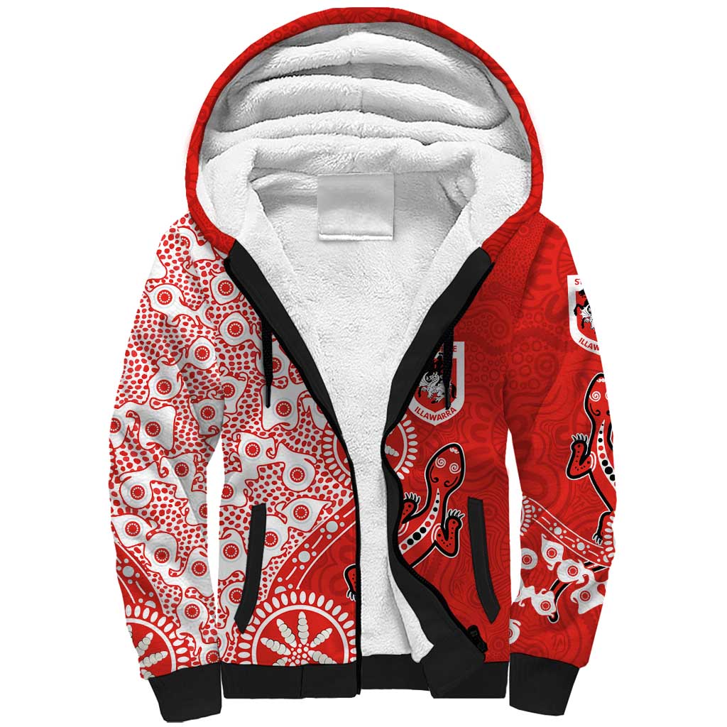 St George Illawarra Dragons NAIDOC Week 2026 Sherpa Hoodie Aboriginal Lizard Dot Painting - 50 Years of Deadly