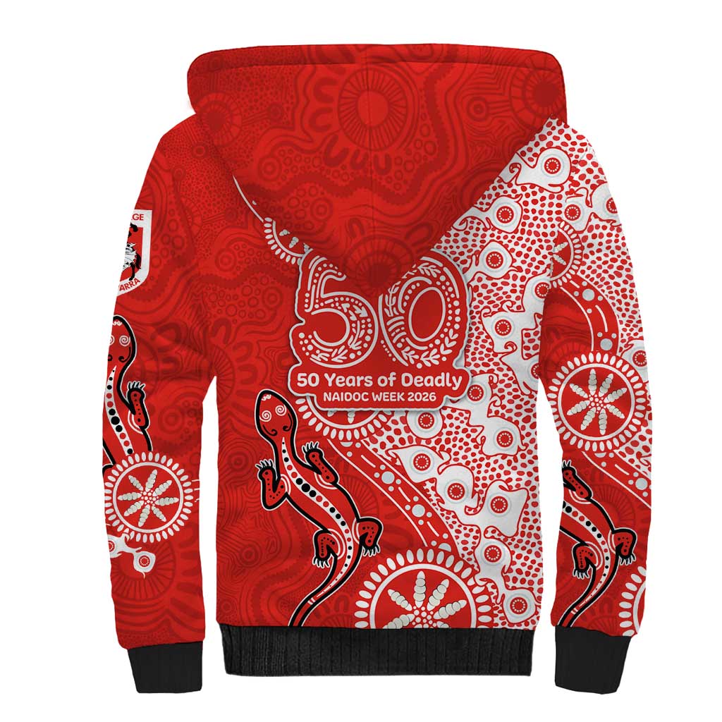 St George Illawarra Dragons NAIDOC Week 2026 Sherpa Hoodie Aboriginal Lizard Dot Painting - 50 Years of Deadly