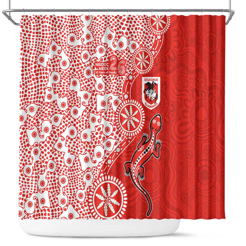 St George Illawarra Dragons NAIDOC Week 2026 Shower Curtain Aboriginal Lizard Dot Painting - 50 Years of Deadly