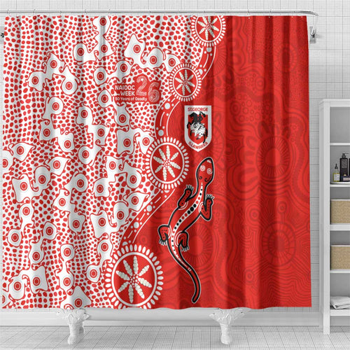 St George Illawarra Dragons NAIDOC Week 2026 Shower Curtain Aboriginal Lizard Dot Painting - 50 Years of Deadly