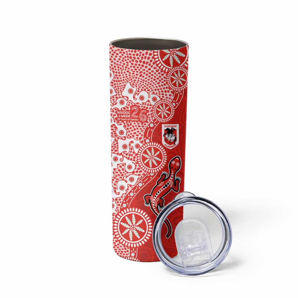 St George Illawarra Dragons NAIDOC Week 2026 Skinny Tumbler Aboriginal Lizard Dot Painting - 50 Years of Deadly