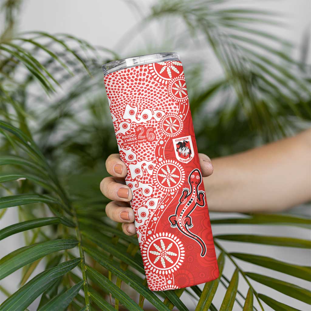 St George Illawarra Dragons NAIDOC Week 2026 Skinny Tumbler Aboriginal Lizard Dot Painting - 50 Years of Deadly