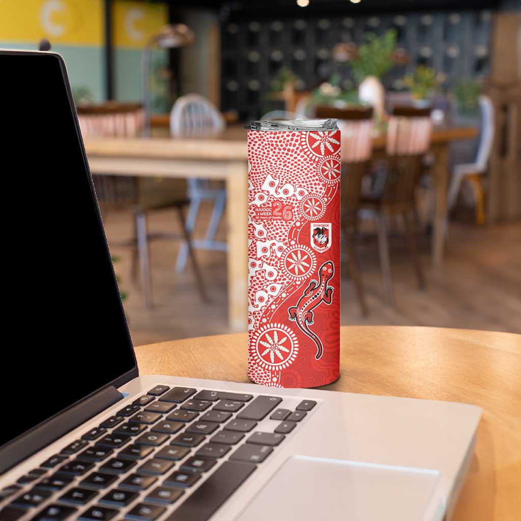 St George Illawarra Dragons NAIDOC Week 2026 Skinny Tumbler Aboriginal Lizard Dot Painting - 50 Years of Deadly