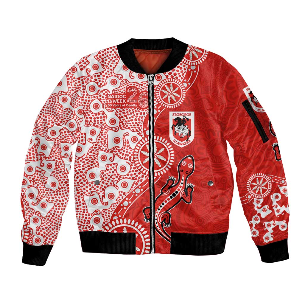 St George Illawarra Dragons NAIDOC Week 2026 Sleeve Zip Bomber Jacket Aboriginal Lizard Dot Painting - 50 Years of Deadly