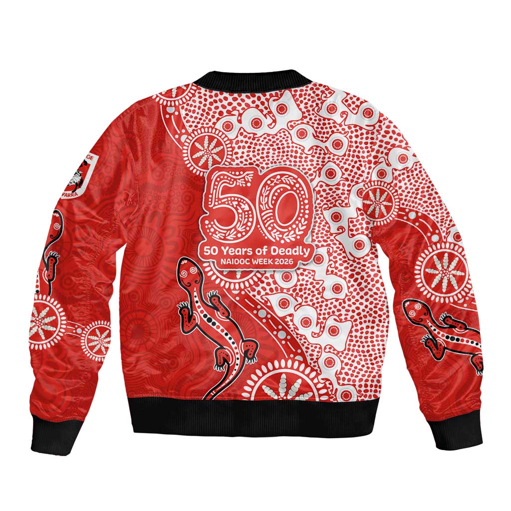 St George Illawarra Dragons NAIDOC Week 2026 Sleeve Zip Bomber Jacket Aboriginal Lizard Dot Painting - 50 Years of Deadly