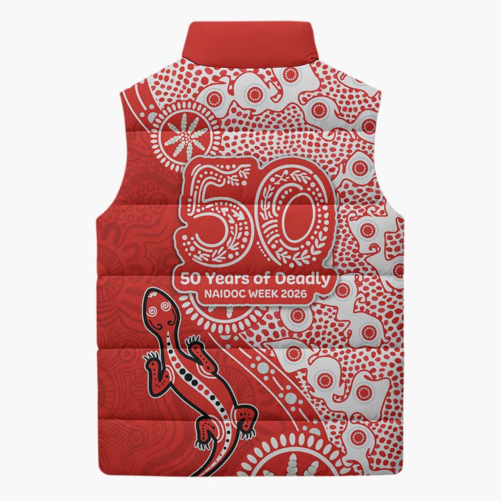 St George Illawarra Dragons NAIDOC Week 2026 Sleeveless Puffer Jacket Aboriginal Lizard Dot Painting - 50 Years of Deadly