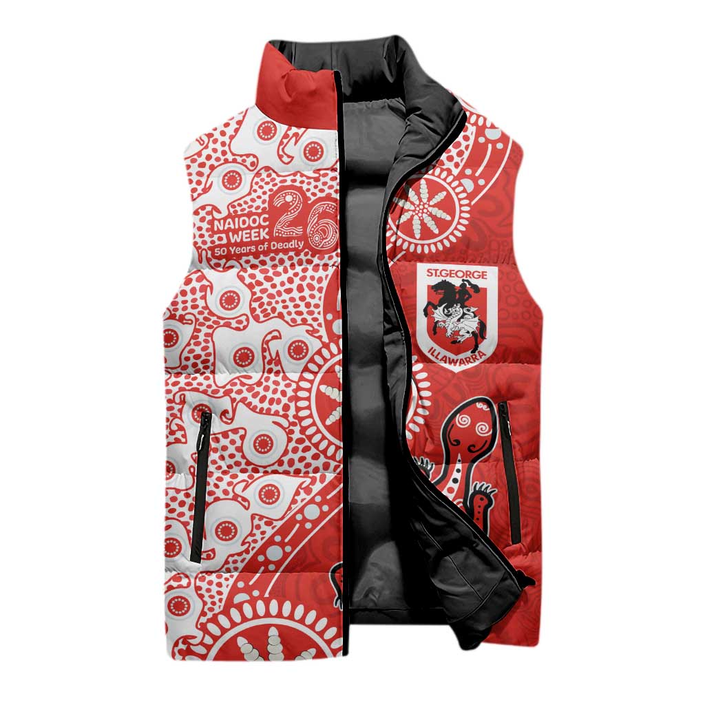 St George Illawarra Dragons NAIDOC Week 2026 Sleeveless Puffer Jacket Aboriginal Lizard Dot Painting - 50 Years of Deadly