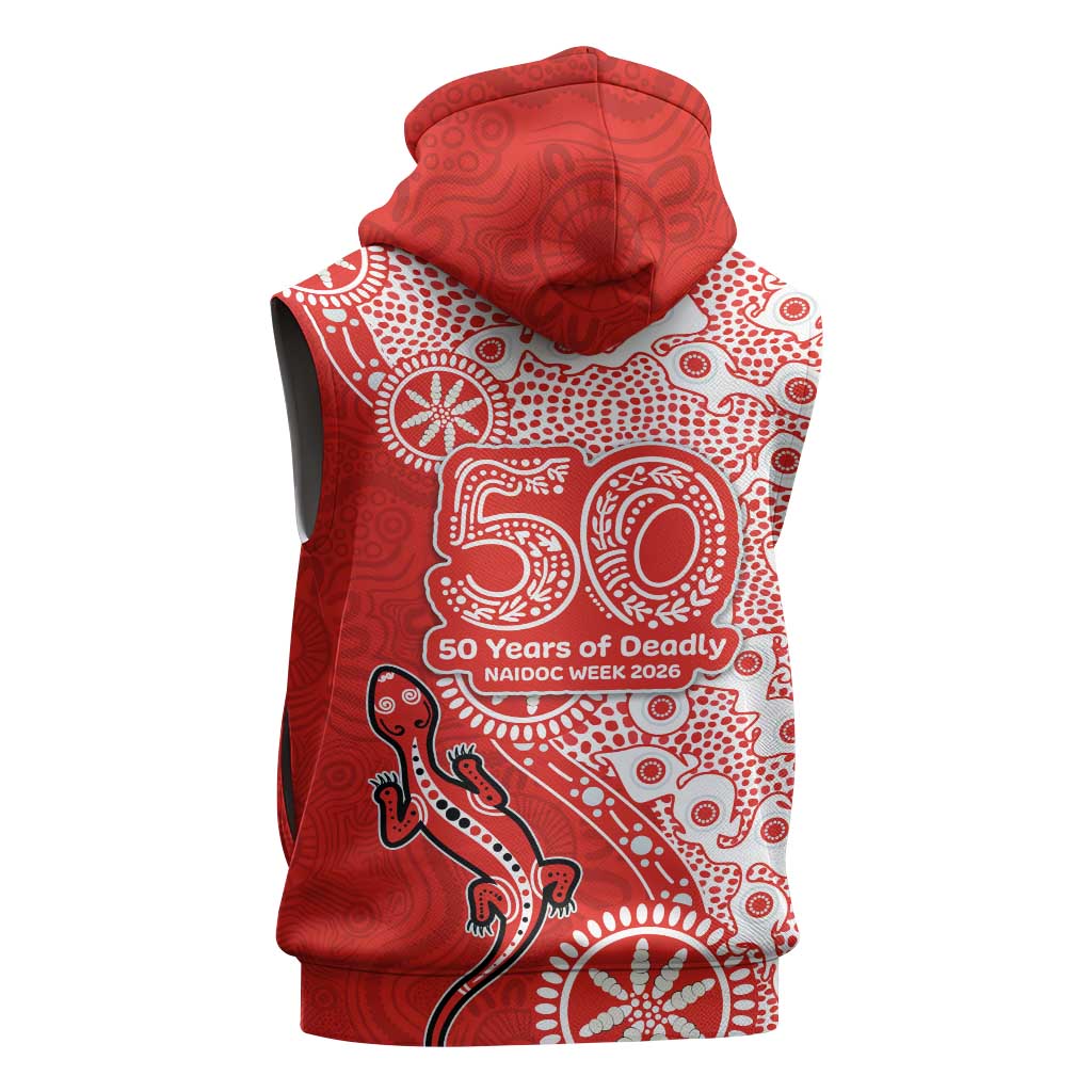 St George Illawarra Dragons NAIDOC Week 2026 Sleeveless Zip Hoodie Aboriginal Lizard Dot Painting - 50 Years of Deadly