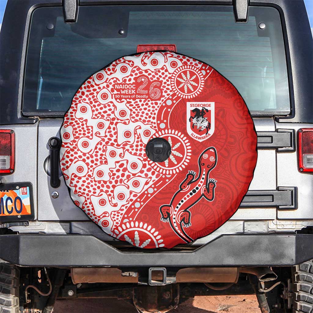 St George Illawarra Dragons NAIDOC Week 2026 Spare Tire Cover Aboriginal Lizard Dot Painting - 50 Years of Deadly